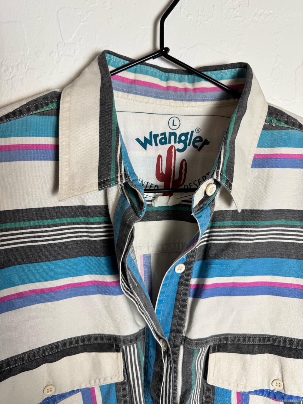 Vintage 90s Wrangler Painted Desert Striped Western Button Up Shirt - Picture 7 of 13
